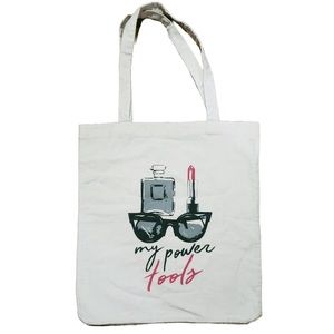 Women’s My Power Tools Graphic White Canvas Tote Bag